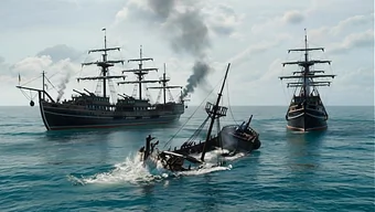 Two sexy pirates fucked the sailors after the shipwreck