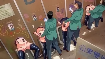 College girls get fucked in the public bathroom in rough action